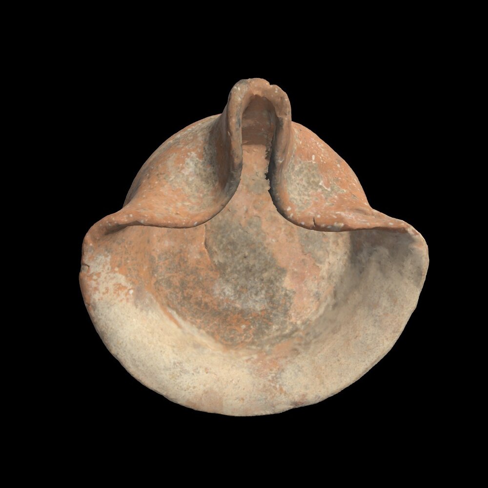 MA2006.4.1 Unglazed terracotta oil lamp