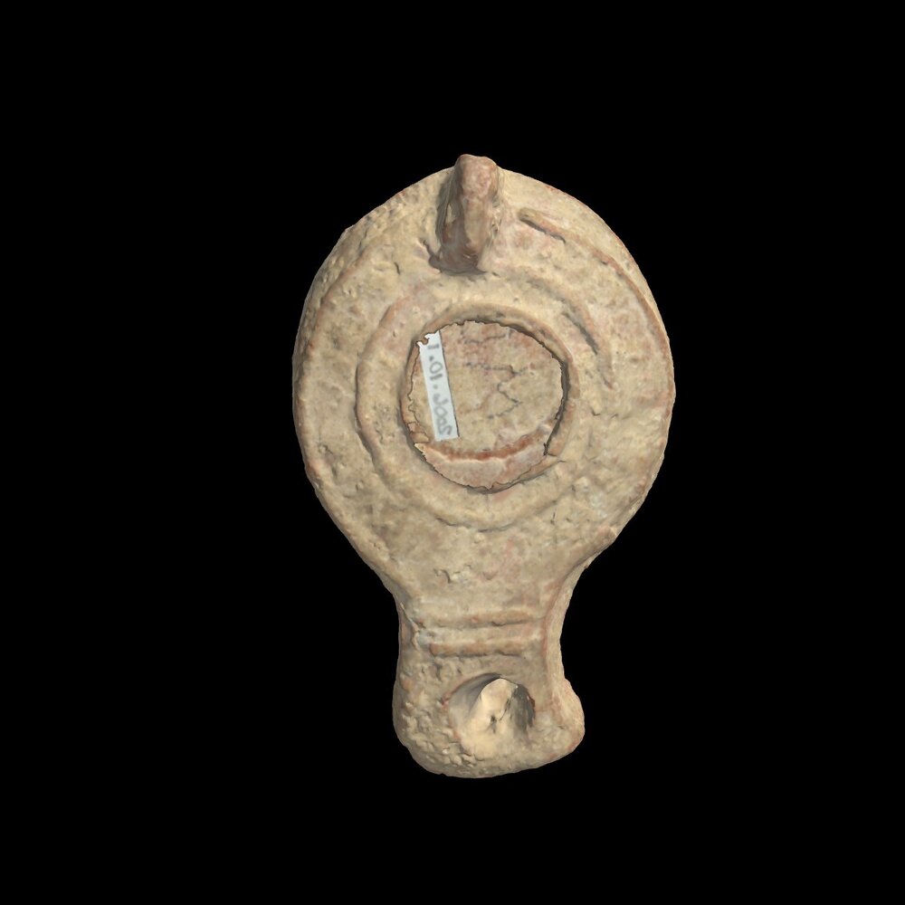 MA2006.10.1 Unglazed terracotta spouted oil lamp