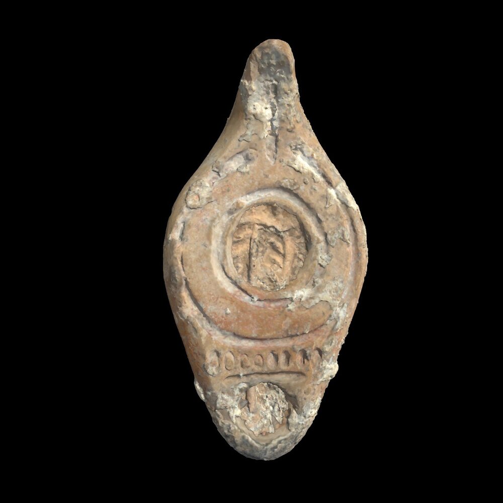 MA2006.11.1 Terracotta unglazed spouted oil lamp