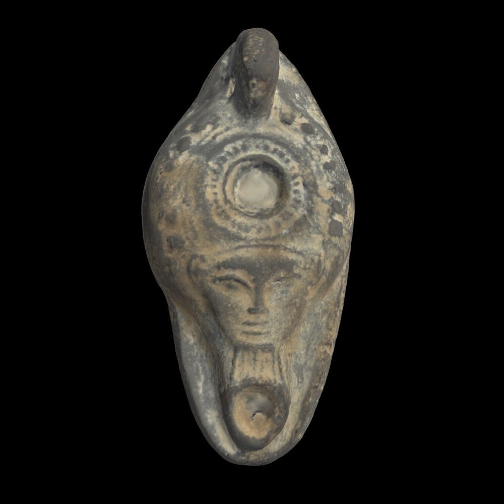 MA2006.12.1 Terracotta unglazed spouted oil lamp