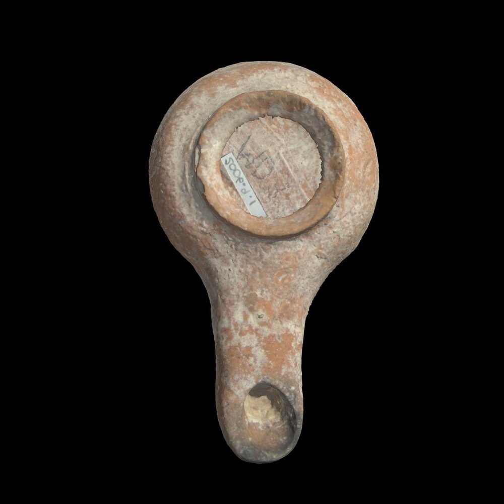 MA2006.9.1 Unglazed terracotta spouted oil lamp