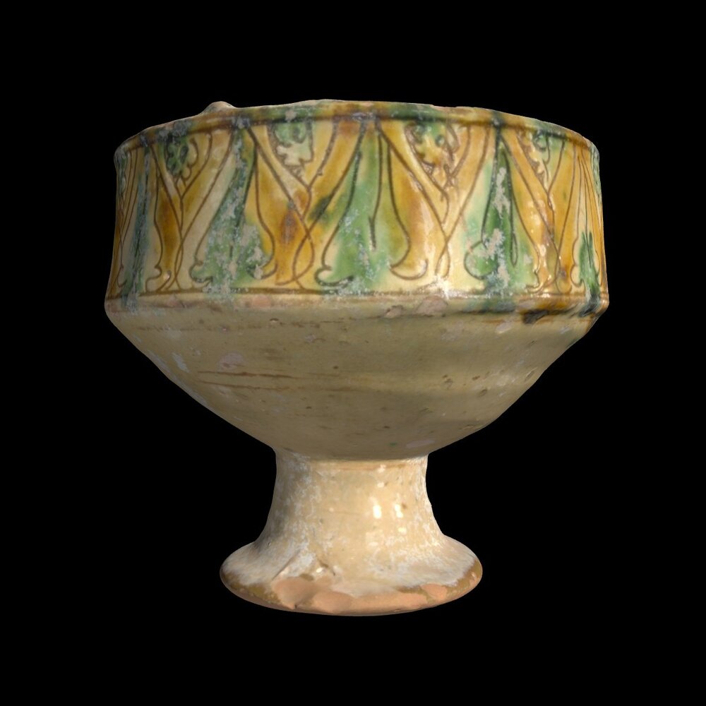 MA1974.26.1 Brown and Green Sgraffito Ware chalice