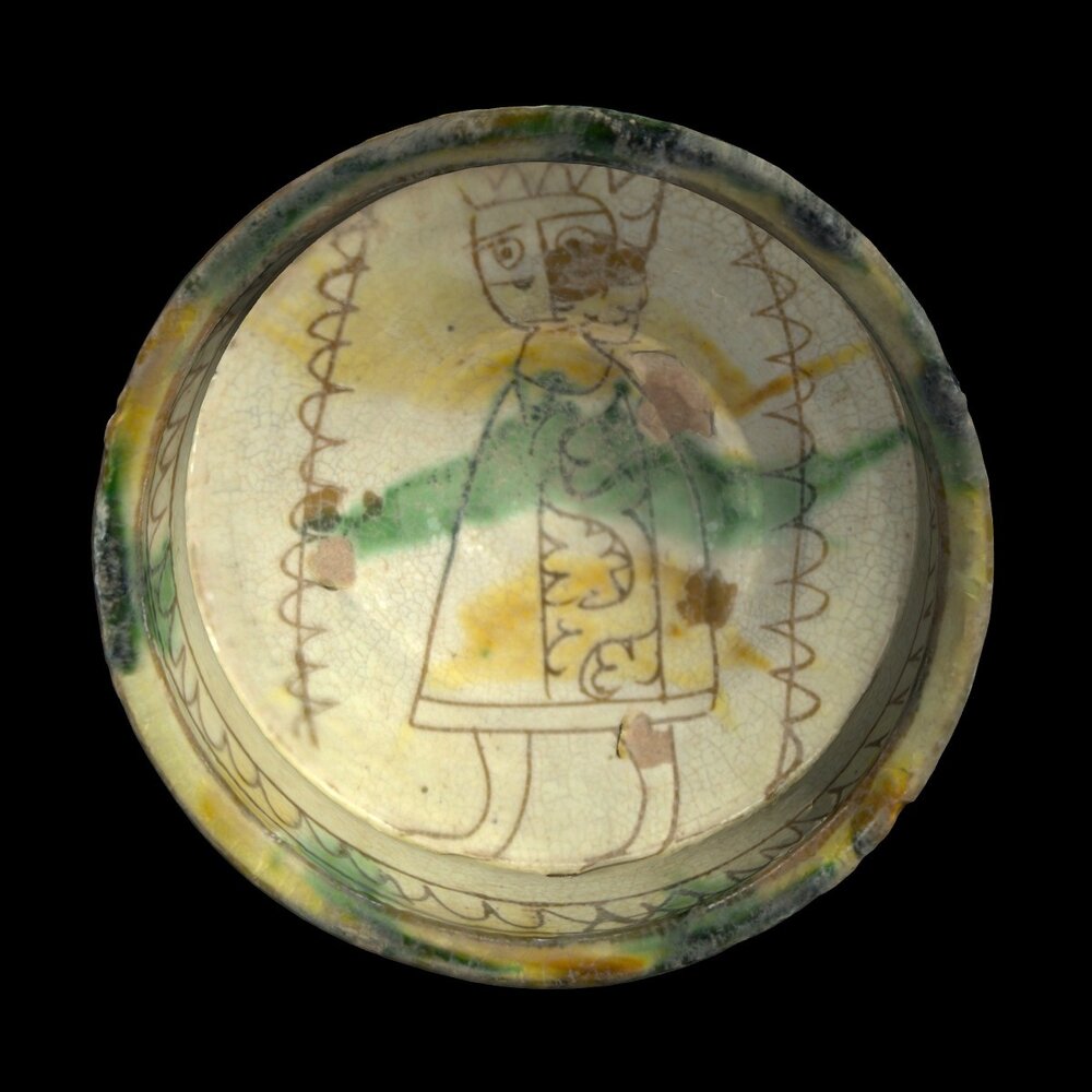 MA1974.27.1 Brown and Green Sgraffito Ware bowl