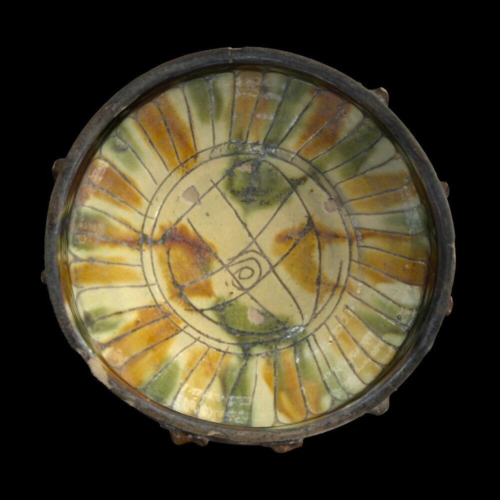 MA1974.28.1 Brown and Green Sgraffito Ware bowl
