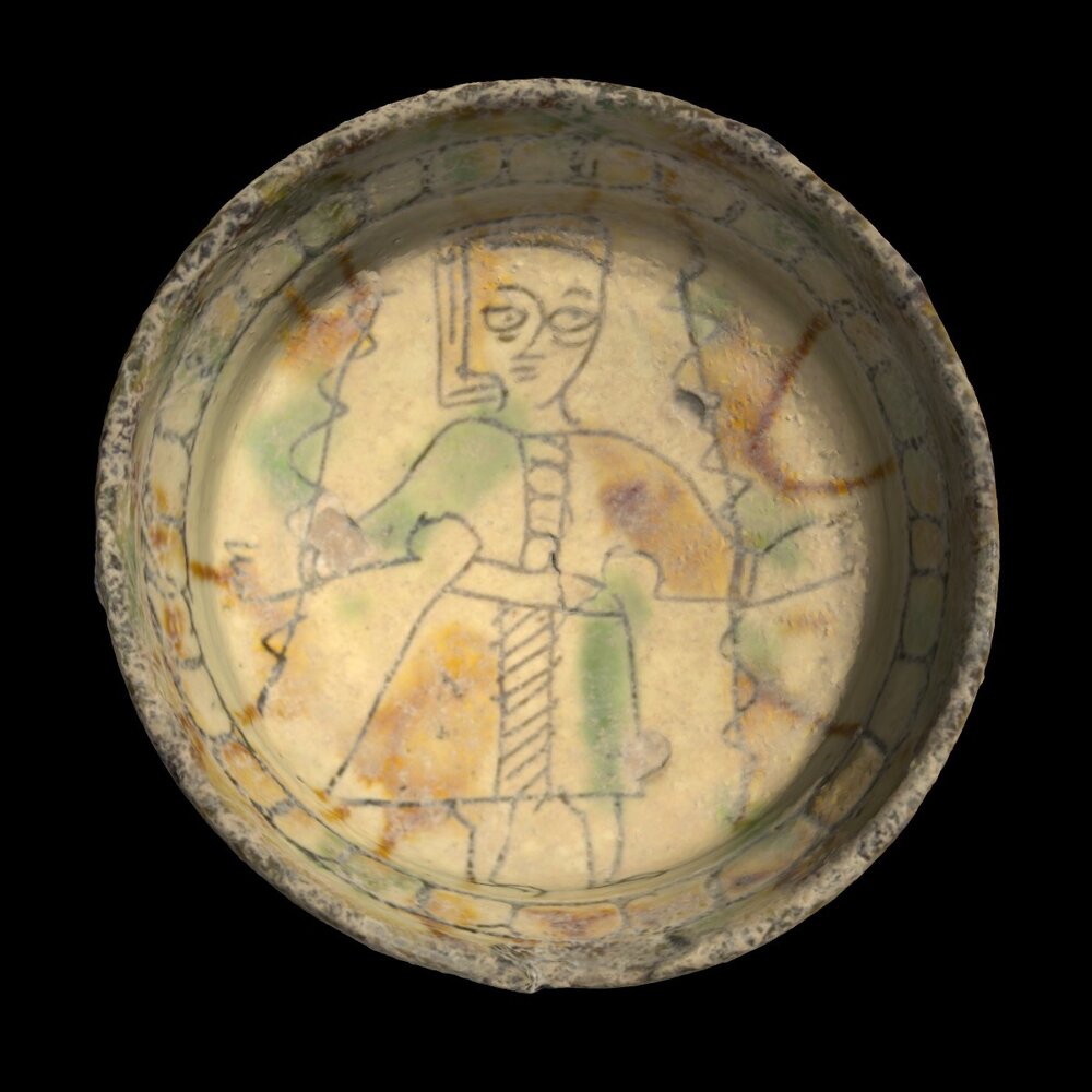 MA1974.29.2 Brown and Green Sgraffito Ware bowl