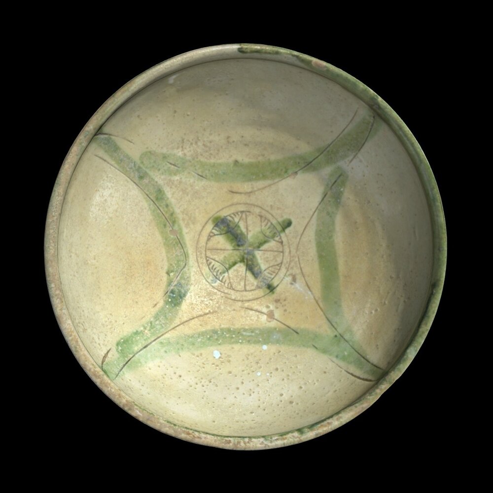 MA1974.34.1 Green Painted Sgraffito Ware bowl
