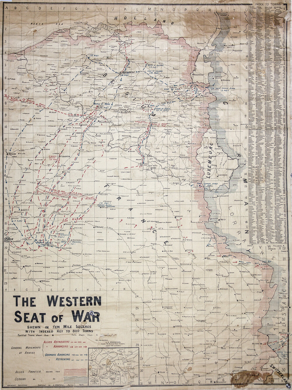 The Western Seat of War, France, showing general movements of armies