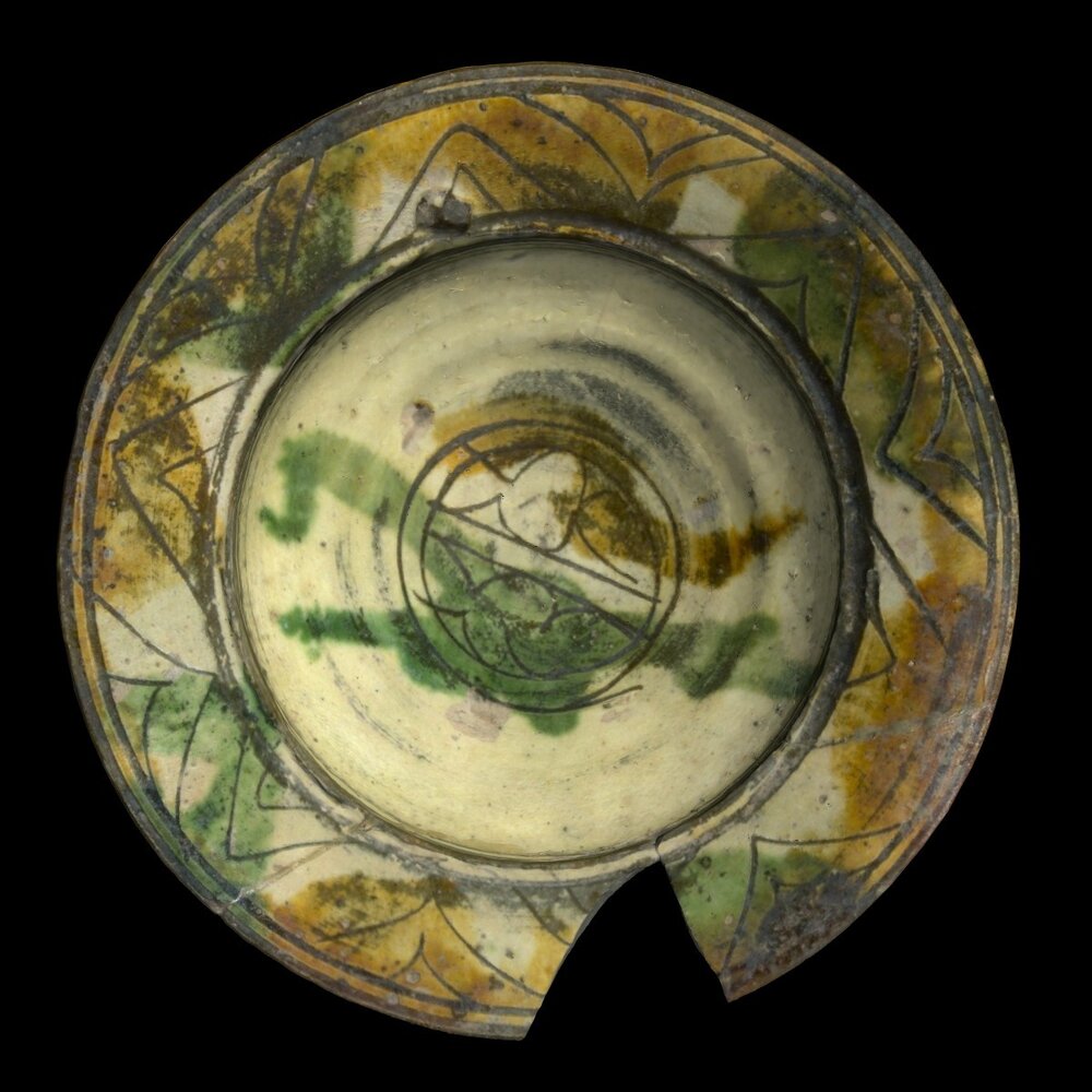 MA1974.38.1 Brown and Green Sgraffito Ware bowl