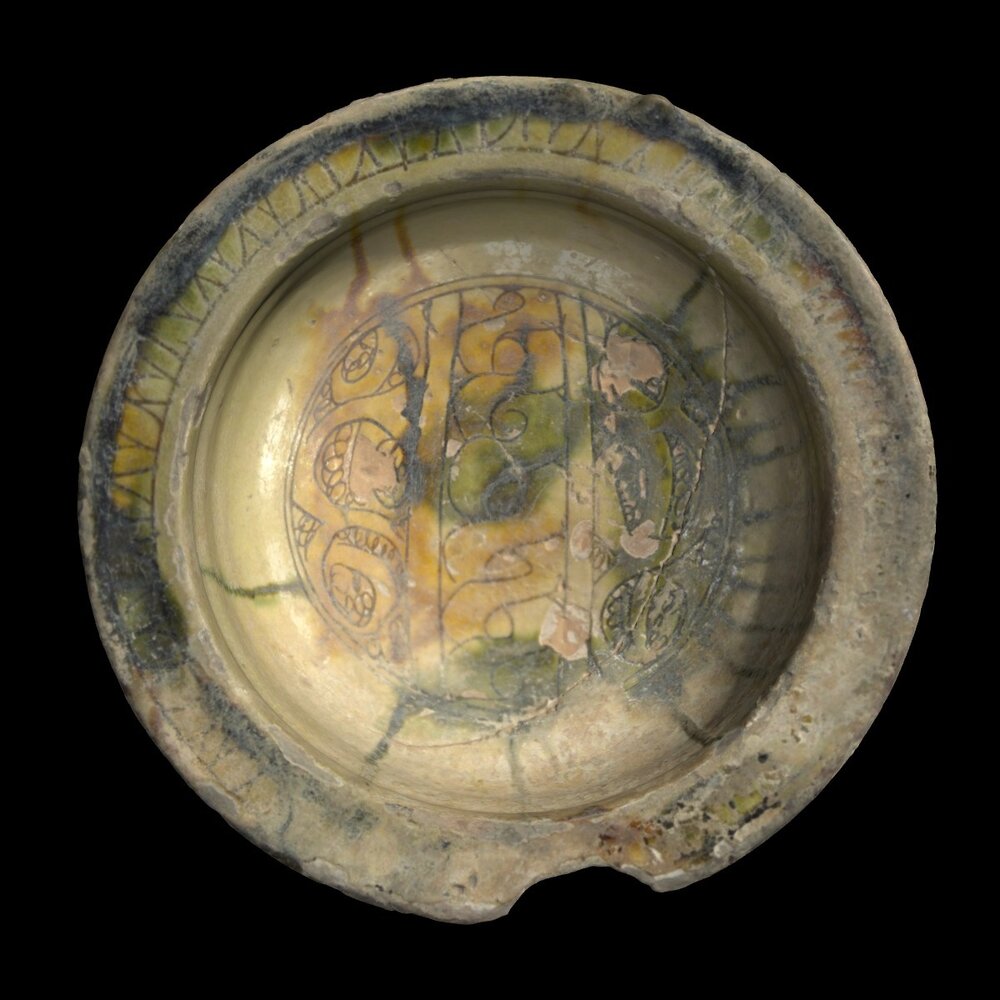 MA1974.39.1 Brown and Green Sgraffito Ware bowl
