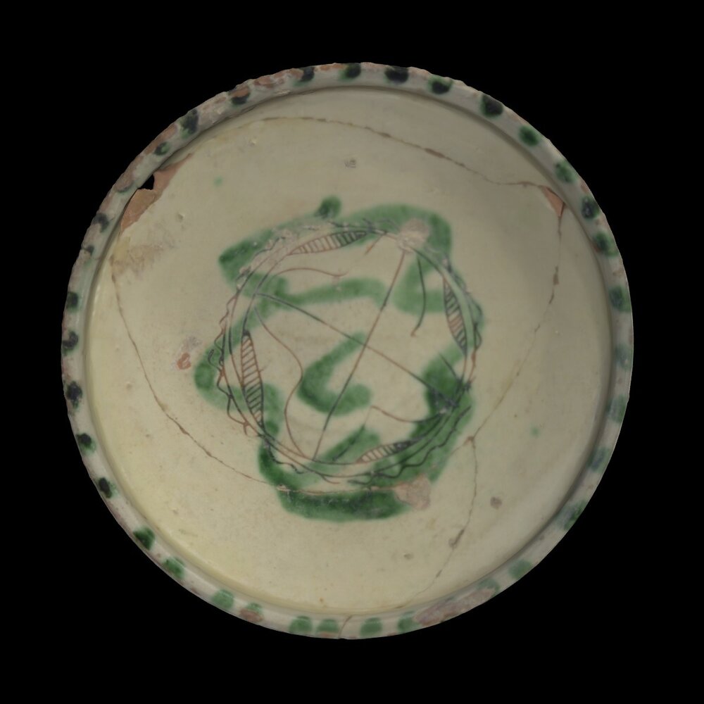 MA1974.42.1 Green Painted Sgraffito Ware bowl