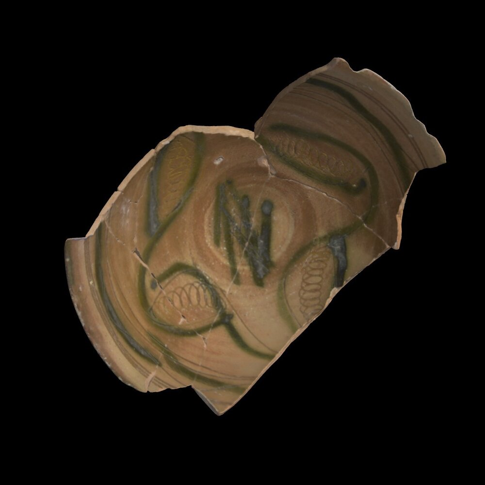 MA1974.45.1 Green Painted Sgraffito Ware bowl