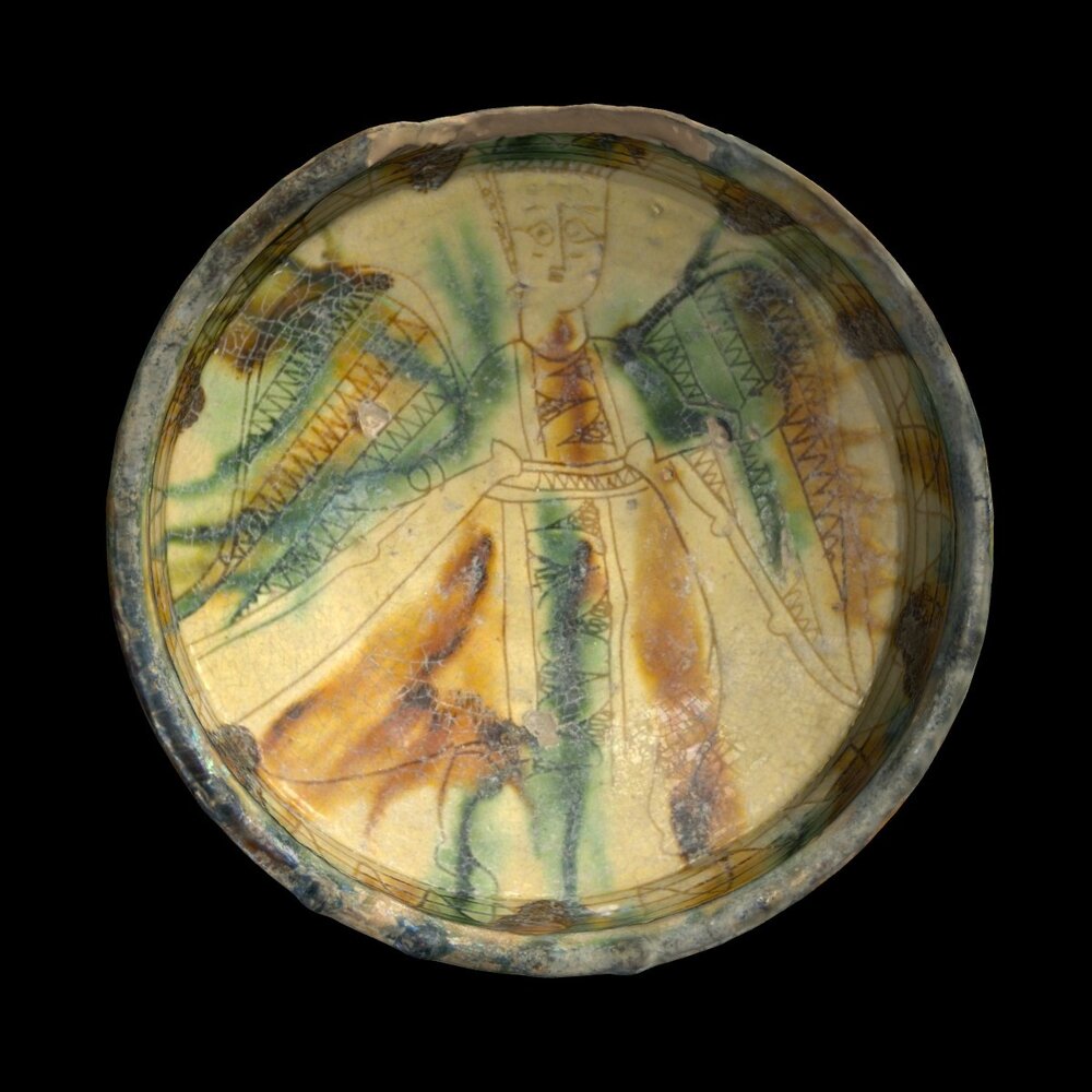 MA1978.85.1 Brown and Green Sgraffito Ware bowl