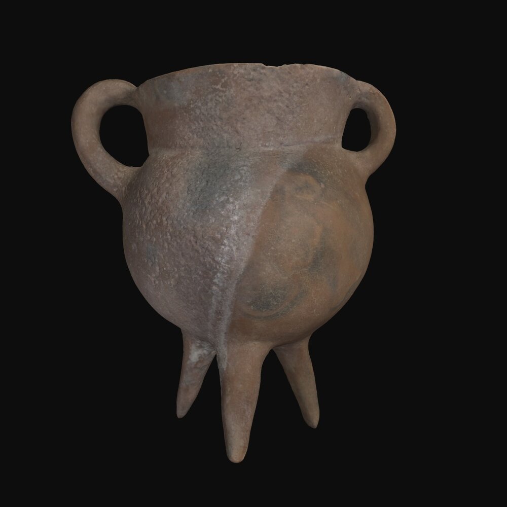 MA1978.117.1 Red Polished III (Coarse) Ware tripod cooking pot