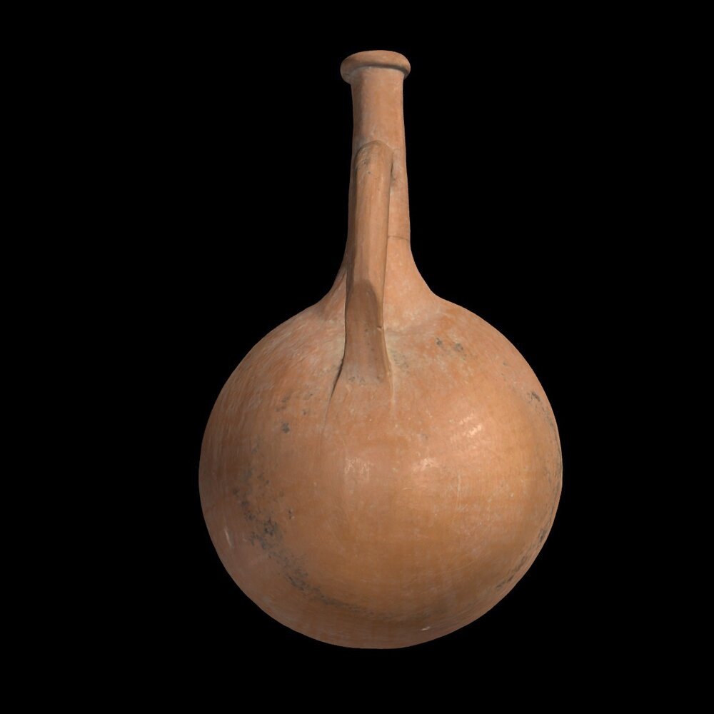 MA1974.8.1 Red Lustrous Wheel-made Ware lentoid flask