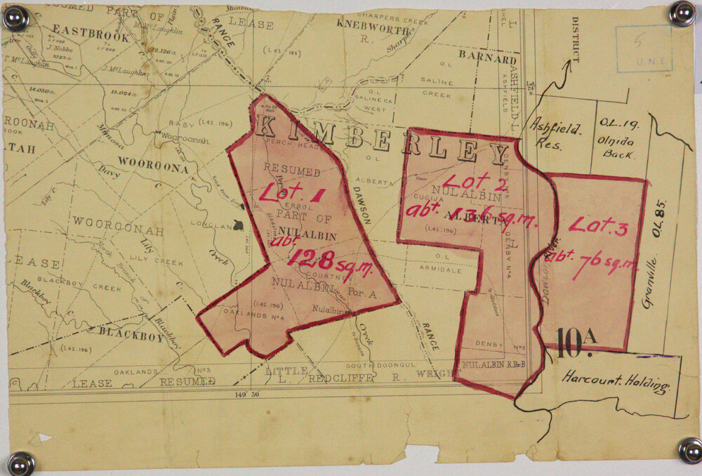 Lots 1,2 and 3 on Nulalbin station (superimposed on a printed map)