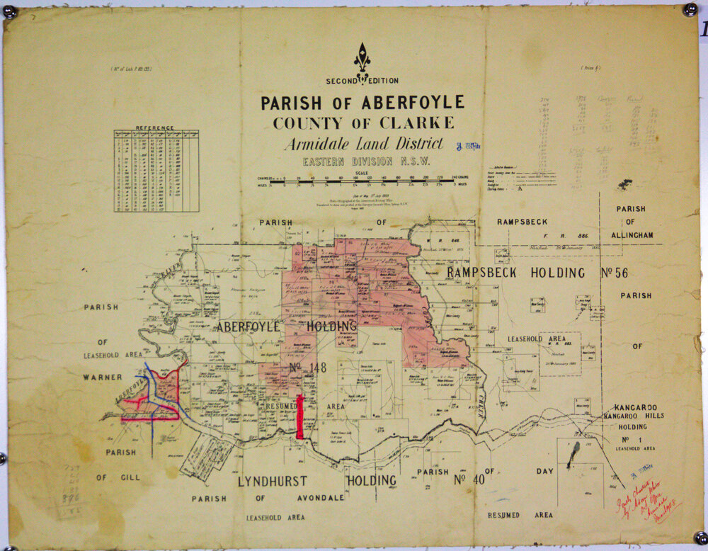 Shows White family holdings. By A. White, District Survey Office, Armidale March 1908