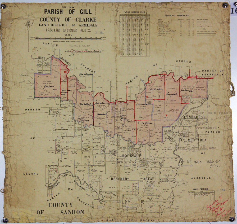 Parish of Gill, County of Clarke, Land District of Armidale, showing White family holdings, 1908