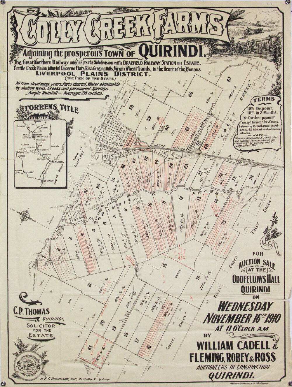 Subdivision sales map of Colly Creek, near Quirundi