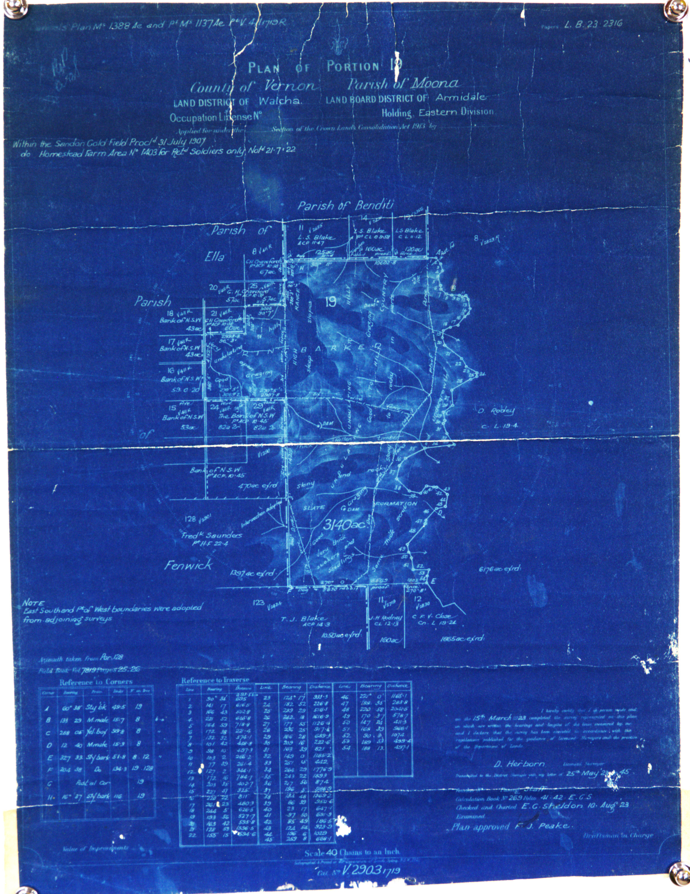 Plan of portion 19 County of Vernon, Parish of Moona, for Retired Soldiers only 