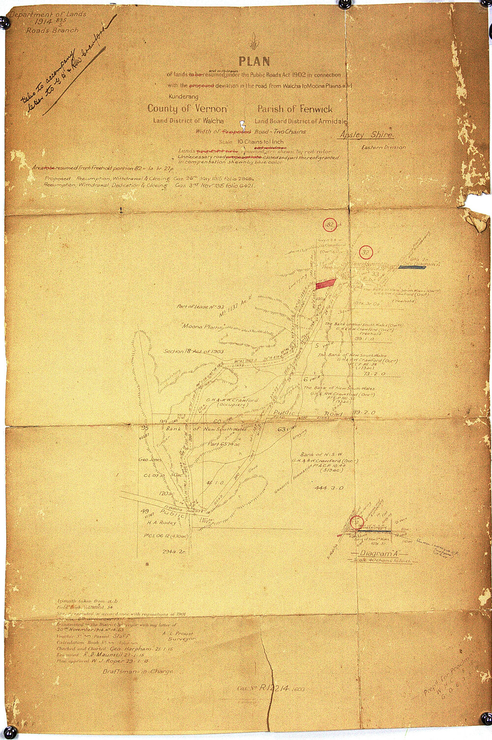 Plan of lands to be resumed and withdrawn from Kunderang to Walcha via Moona Plains