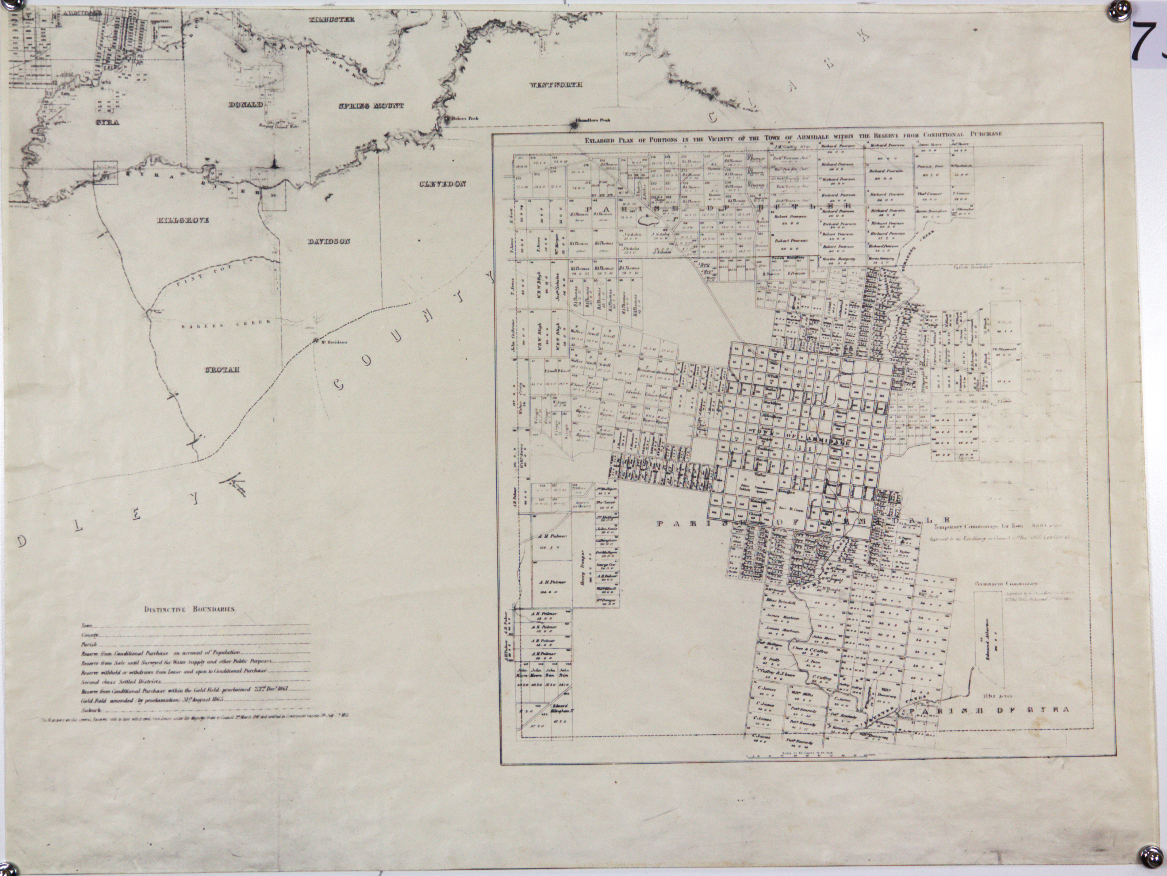 Enlarged plan of portions in the vicinity of Armidale within the reserve and conditional purchase
