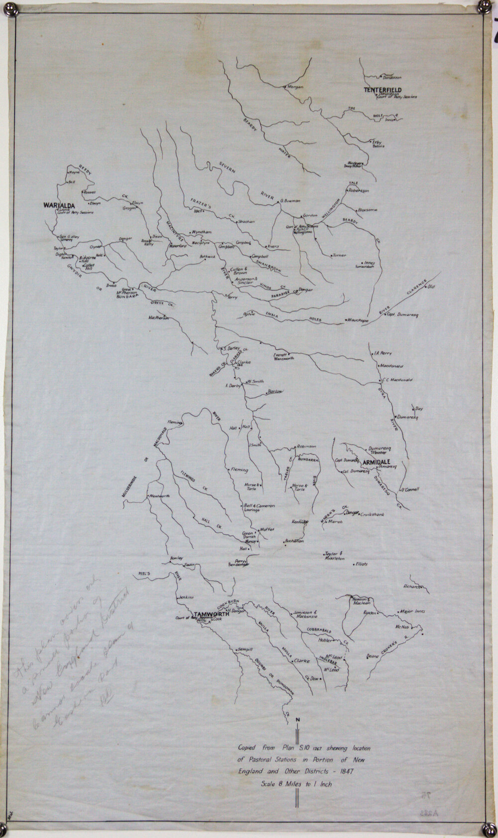 Copy of plan S10.1267 showing locations of pastoral stations in portion of New England &amp; other district