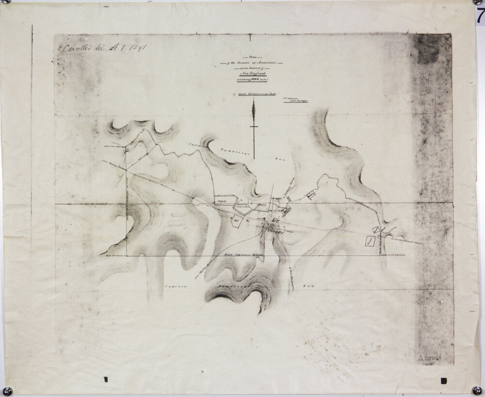 Plan of reserve at Armidale in the New England District containing 2086 acres. By J.V. Gorman, Assistant Surveyor, Lands Dept. no. A1291