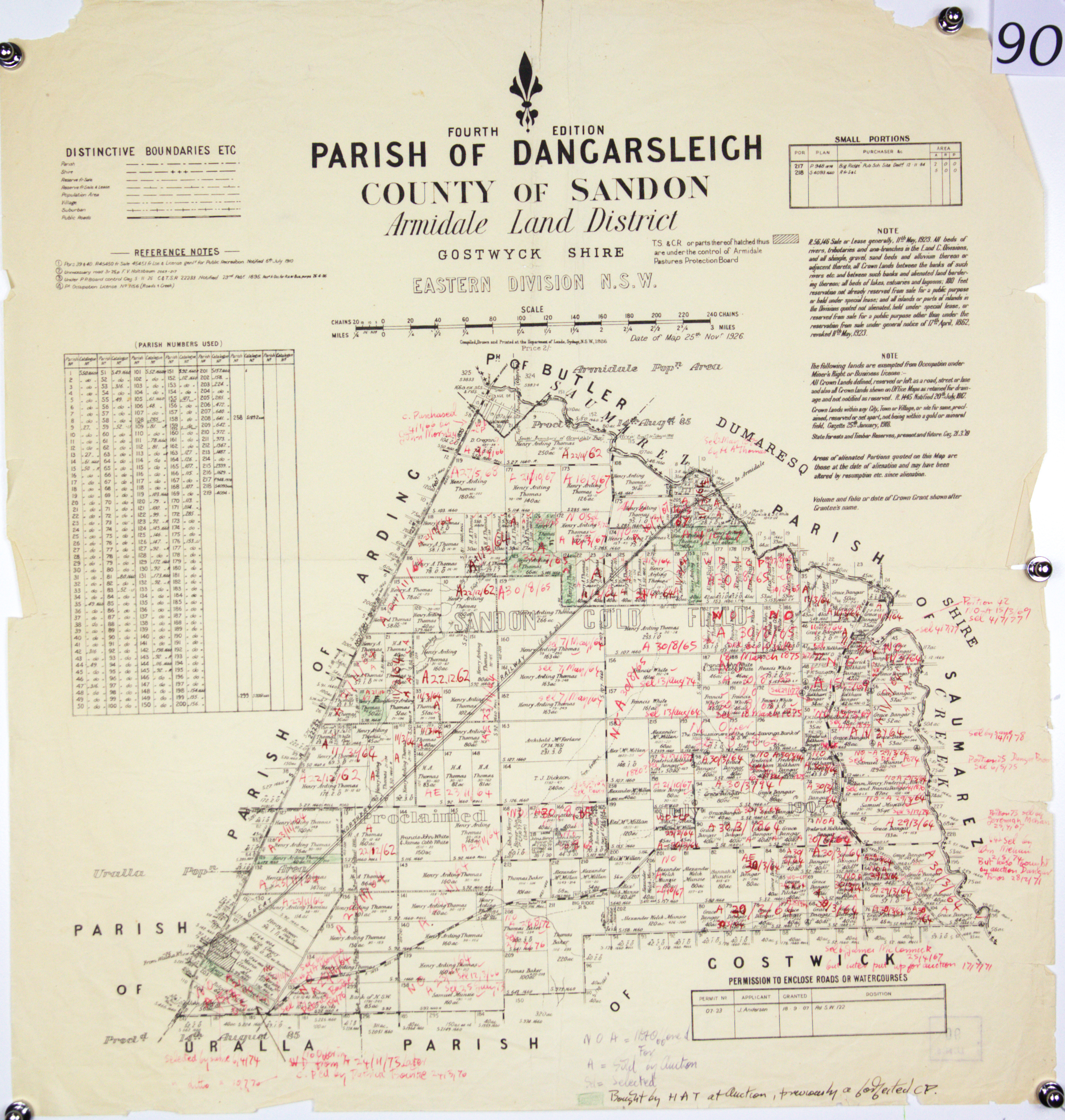 Dept. of Lands, Sydney with MS notes by R.B. Walker