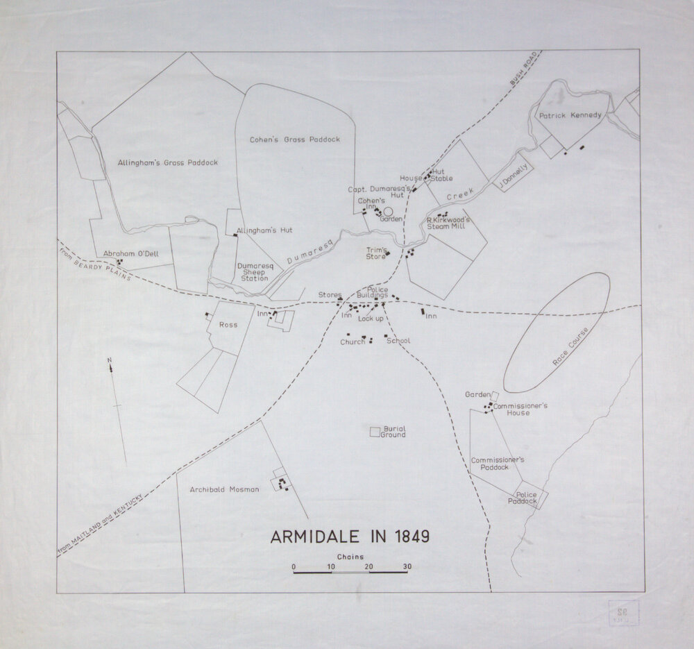 Armidale in 1849. Original map drawn by R.B. Walker c.1963
