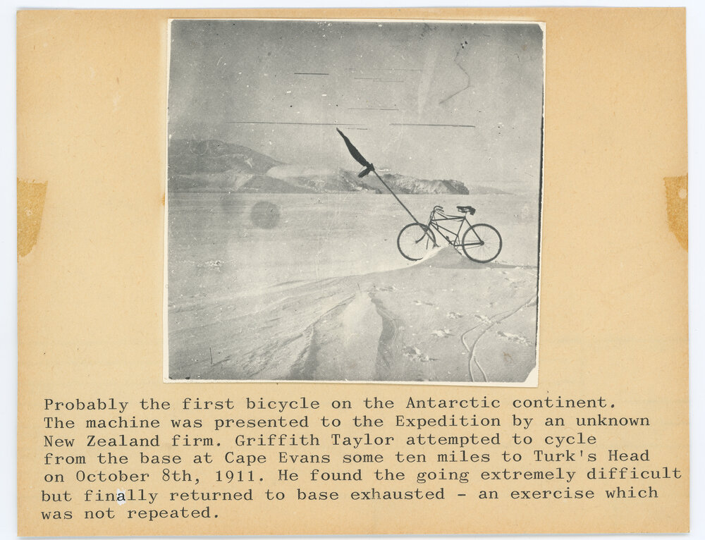 "Probably the first bicycle on the Antarctic continent"