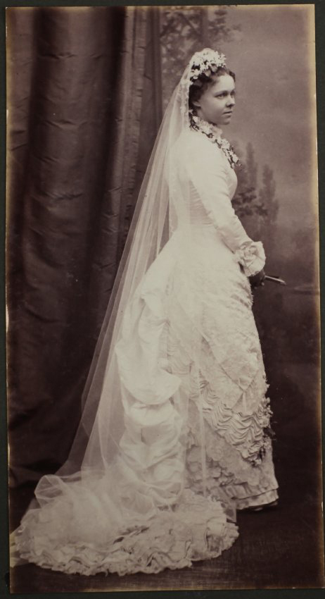Maggie White in her wedding gown