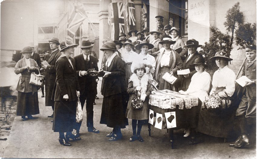 Stall for AIF Memorial Appeal outside Government Savings Bank of NSW, Armidale