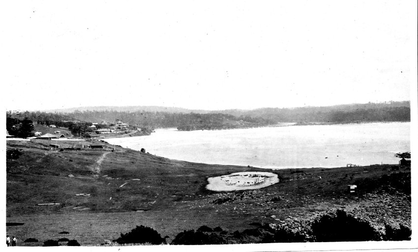 Terrigal looking north from foot of `The Skillions' fresh water lake in foreground