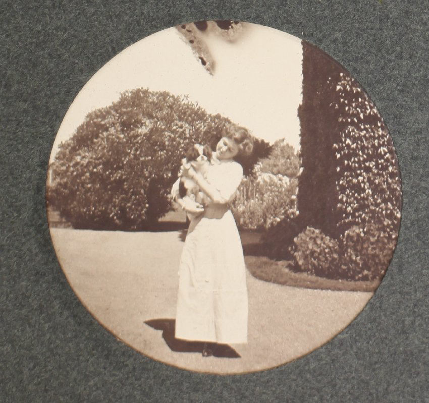 Miss White and her pet dog at Saumarez