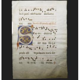 Parchment Leaf containing decorated initial 'S' from a gradual