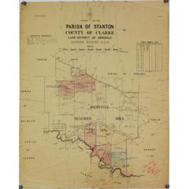Parish of Stanton, County of Clarke, Land District of Armidale. Shows White holdings as at 4/3/1908