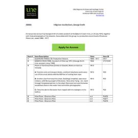 Hillgrove recollections, George Smith: Finding Aid