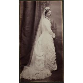 Maggie White in her wedding gown