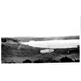Terrigal looking north from foot of `The Skillions' fresh water lake in foreground