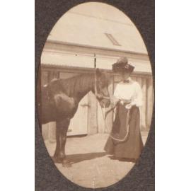 [Horse and women at Saumarez stables]