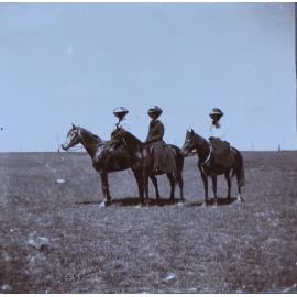 Freda, Doris and Elsie on horseback