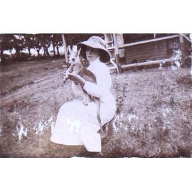 Unidentified woman with a kangaroo