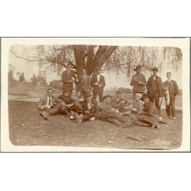 Group of thirteen men and one nurse