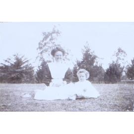 Woman and child on the lawn