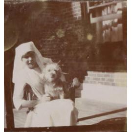 Unidentified nurse with pet dog