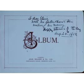 Inscription on title page of album