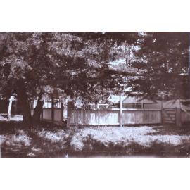 Farm building with dog