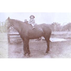Unidentified child on a horse