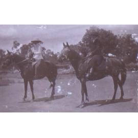 Two unidentified women on horseback