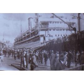 View of a departing ocean liner